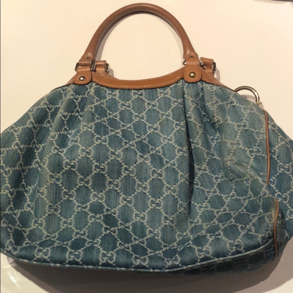 GUCCI medium denim Sukey Bag - Picture 7 of 8